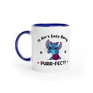 Stitch Disney Coffee Mug 11oz Cute Stitch Cat "It Ain't Easy Being Purr-fect!"